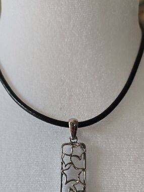 LIA SOPHIA SILVER STARS RECTANGLE PENDANT SLIDE, Open Work, Shi Necklace 15"